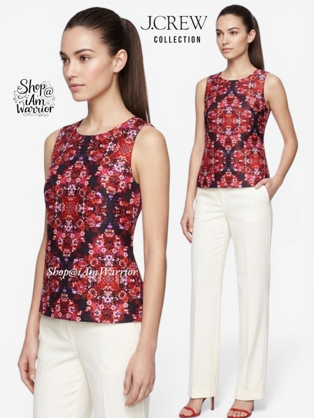 J.Crew Collection silk/cotton abstract print sleeveless top *shop@iamwarior